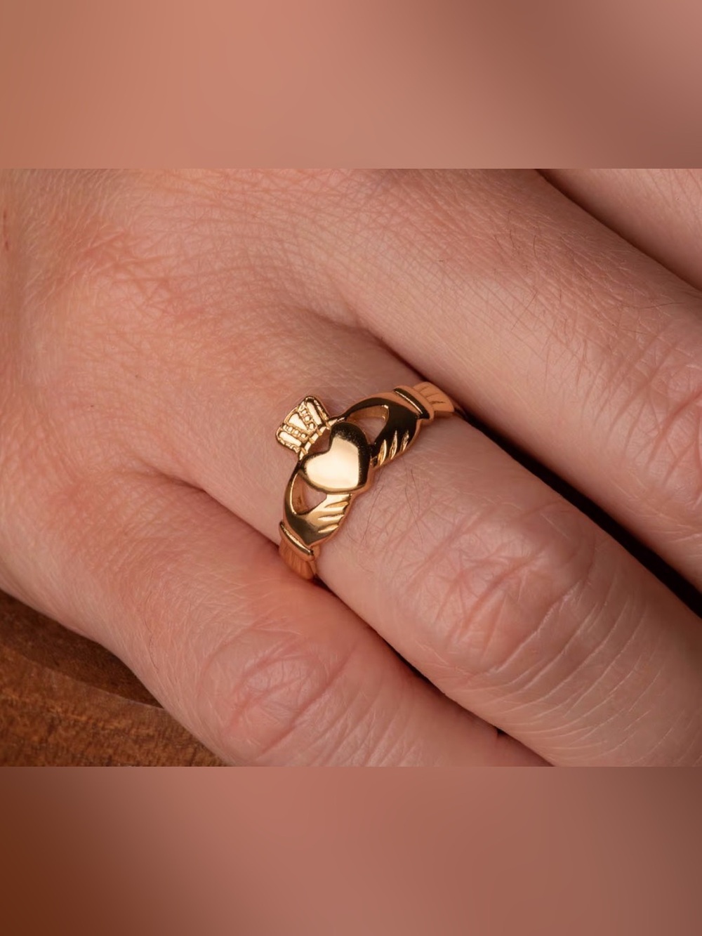 Gold Claddagh Ring with 18ct Gold Vermeil - Royal Mile Silver, Size 5.5 (US)